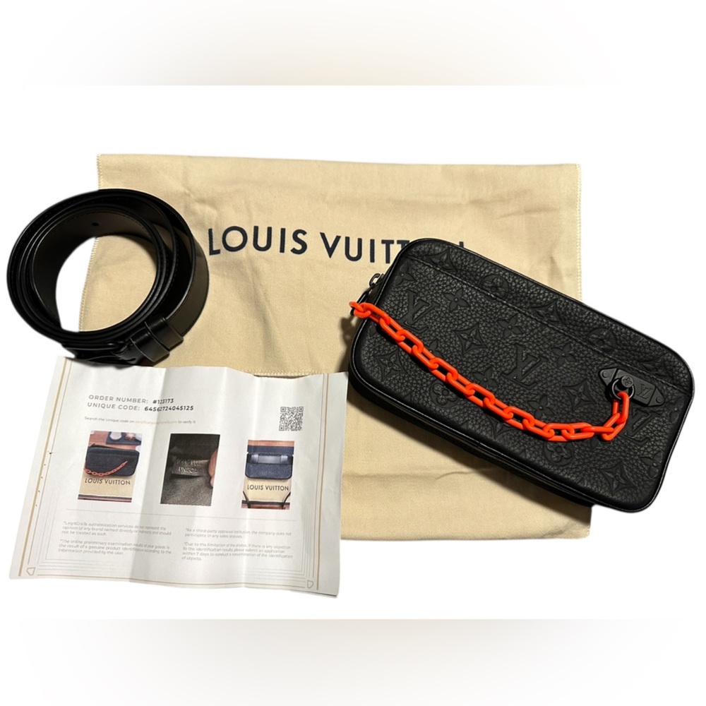 🔥 Black Taurillon Monogram Leather Solar Ray Soft Pochette Volga Belt Bag EUC